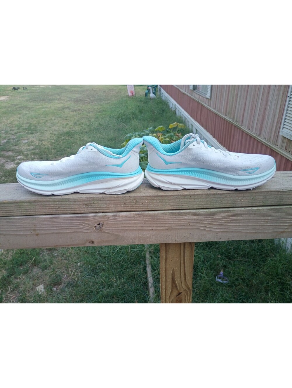 Hoka One One Women's Running Shoes Size 6.5B White and Light Blue - Picture 5 of 6
